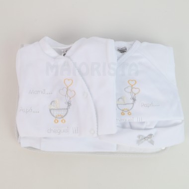 Conjunto 1ª Roupinha VELUDO «Carrinho Corações»