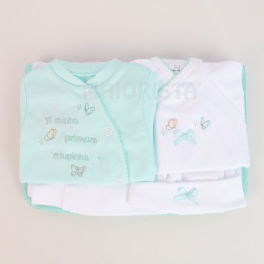 Conjunto 1ª Roupinha ALGODÃO «Borboletas/Estrelas»