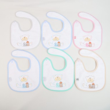Pack de 6 Babetes «Apertar Lado/Bordada»
