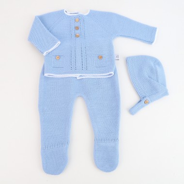 Conjunto 3 Peças MALHA «Botões Madeira»
