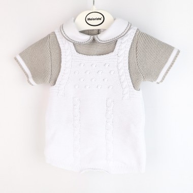 Conjunto 2 Peças Malha «Jardineira/Camisola»