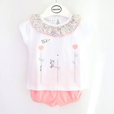 Conjunto Bebé 2 Peças «Gola Flores»