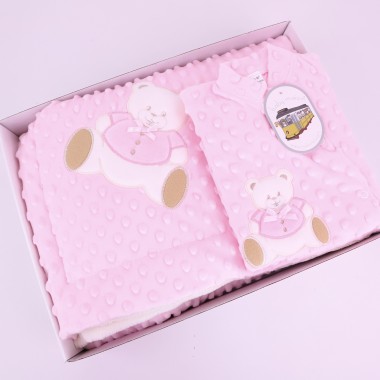 Conjunto 2 Peças: Babygrow + Manta «Urso/Laço»