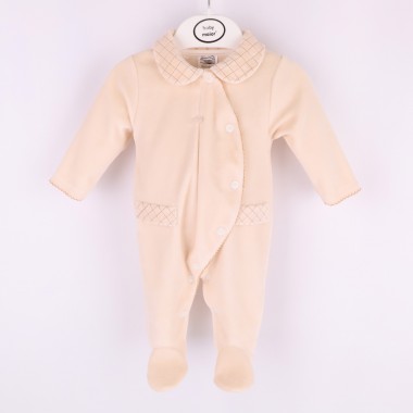 Babygrow Aberto de Lado VELUDO «Gola/Quadrados»
