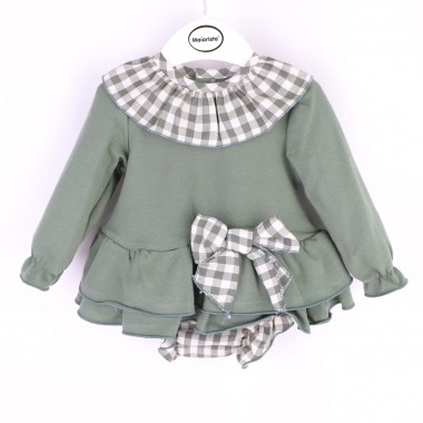 Vestido + Cueca Para Bebé «Gola Quadrados»
