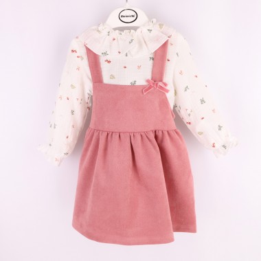 Conjunto: Vestido + Blusa Para Menina «Musseline/Folhas»