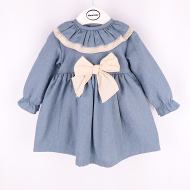 Vestido Para Bebé «Pintas/Laço/Folhos»