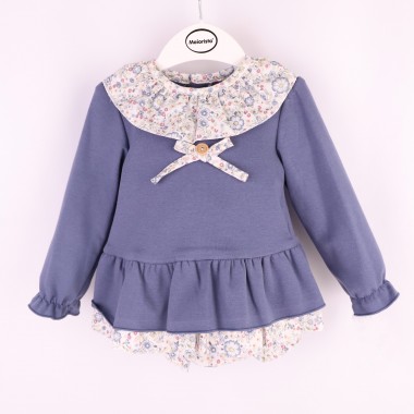 Vestido + Cueca Para Bebé «Flores/Folhos»