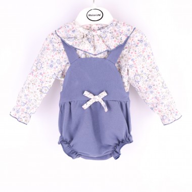 Conjunto: Calção de Peito + Blusa «Flores/Folhos»