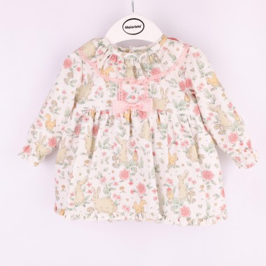Conjunto: Vestido + Cueca + Touca Para Bebé «Animais/Flores»