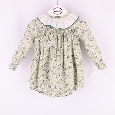Conjunto: Vestido + Cueca Para Bebé «Flores»