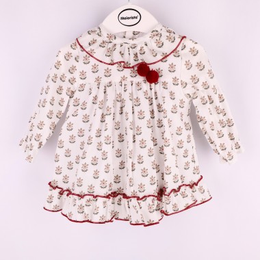 Conjunto: Vestido + Cueca Para Bebé «PomPom/Flores»