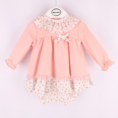 Vestido + Cueca Para Bebé «Flores/Laço/Folhos»