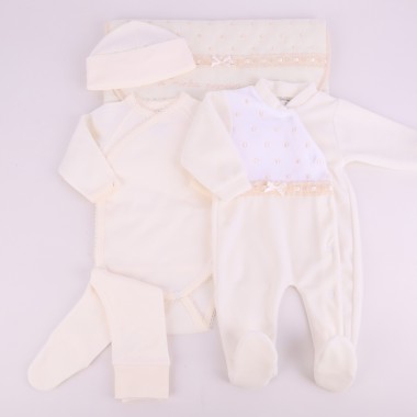 Conjunto 1ª Roupinha VELUDO «Laço/Cetim»
