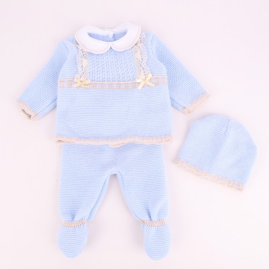 Conjunto 3 Peças Malha «Renda/Gola»