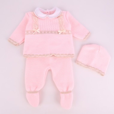 Conjunto 3 Peças Malha «Renda/Gola»