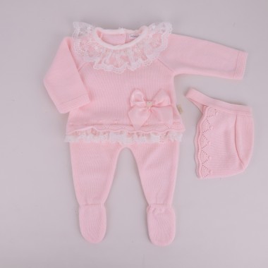 Conjunto 3 Peças MALHA «Renda/Laço»