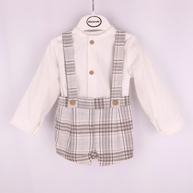 Conjunto: Calção de Alças + Blusa «Xadrez»
