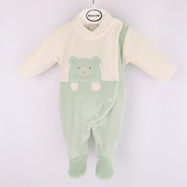 Babygrow Abertura Lateral Para Bebé VELUDO «Ursinho»