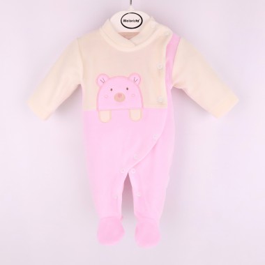 Babygrow Abertura Lateral Para Bebé VELUDO «Ursinho»