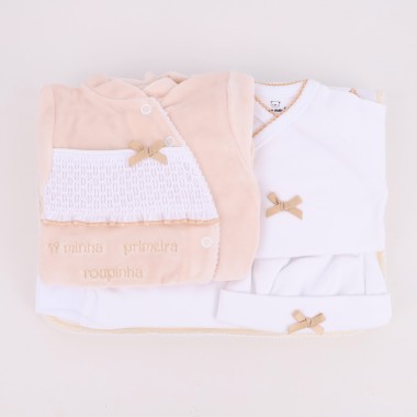 Conjunto 1ª Roupinha VELUDO «Favos Duplos»