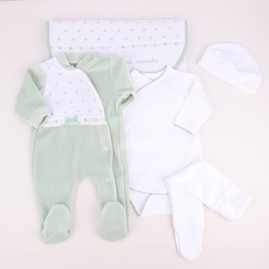 Conjunto 1ª Roupinha VELUDO «Laço/Cetim»