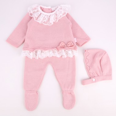 Conjunto 3 Peças MALHA «Renda/Laço»